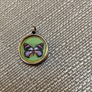 Sterling hand painted butterfly pendant.